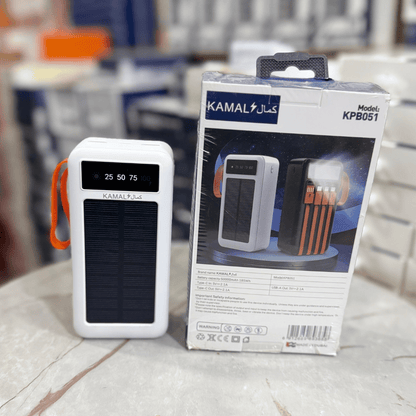 Dubai Premium 50000mAh Solar Power Bank - Smart Display, 4 Built-in Cables, Fast Charging & LED Light