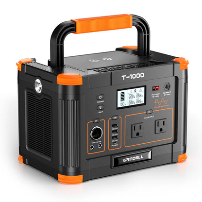 GRECELL 1000W Portable Power Station – 882Wh Solar Generator with AC/DC/USB Ports, Backup Lithium Battery for Camping, Outdoors, Emergency, CPAP, RV
