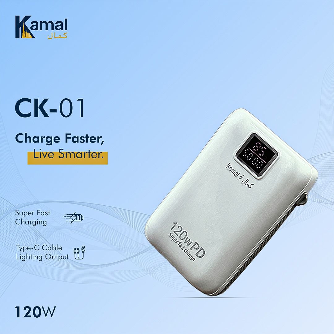 Made in Dubai 120W Mini Size Super Fast Power Bank With Built In Cables 1 Year Company Warranty