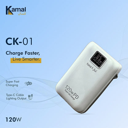 Made in Dubai 120W Mini Size Super Fast Power Bank With Built In Cables 1 Year Company Warranty