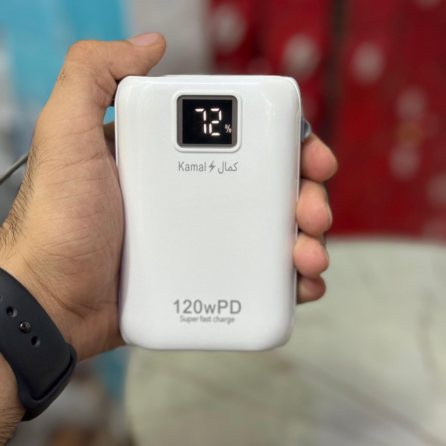 Made in Dubai 120W Mini Size Super Fast Power Bank With Built In Cables 1 Year Company Warranty