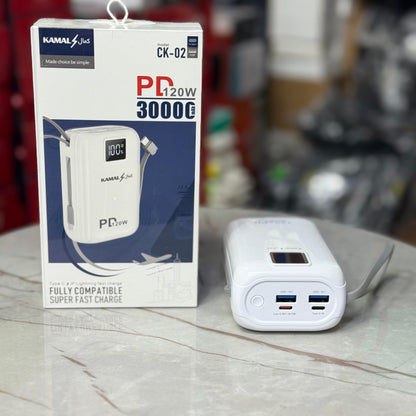 Made in Dubai 120W Mini Size Super Fast Power Bank With Built In Cables 1 Year Company Warranty