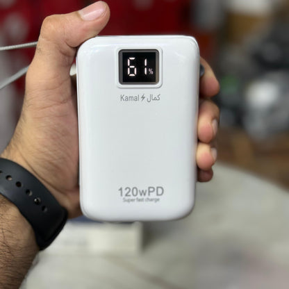 Made in Dubai 120W Mini Size Super Fast Power Bank With Built In Cables 1 Year Company Warranty