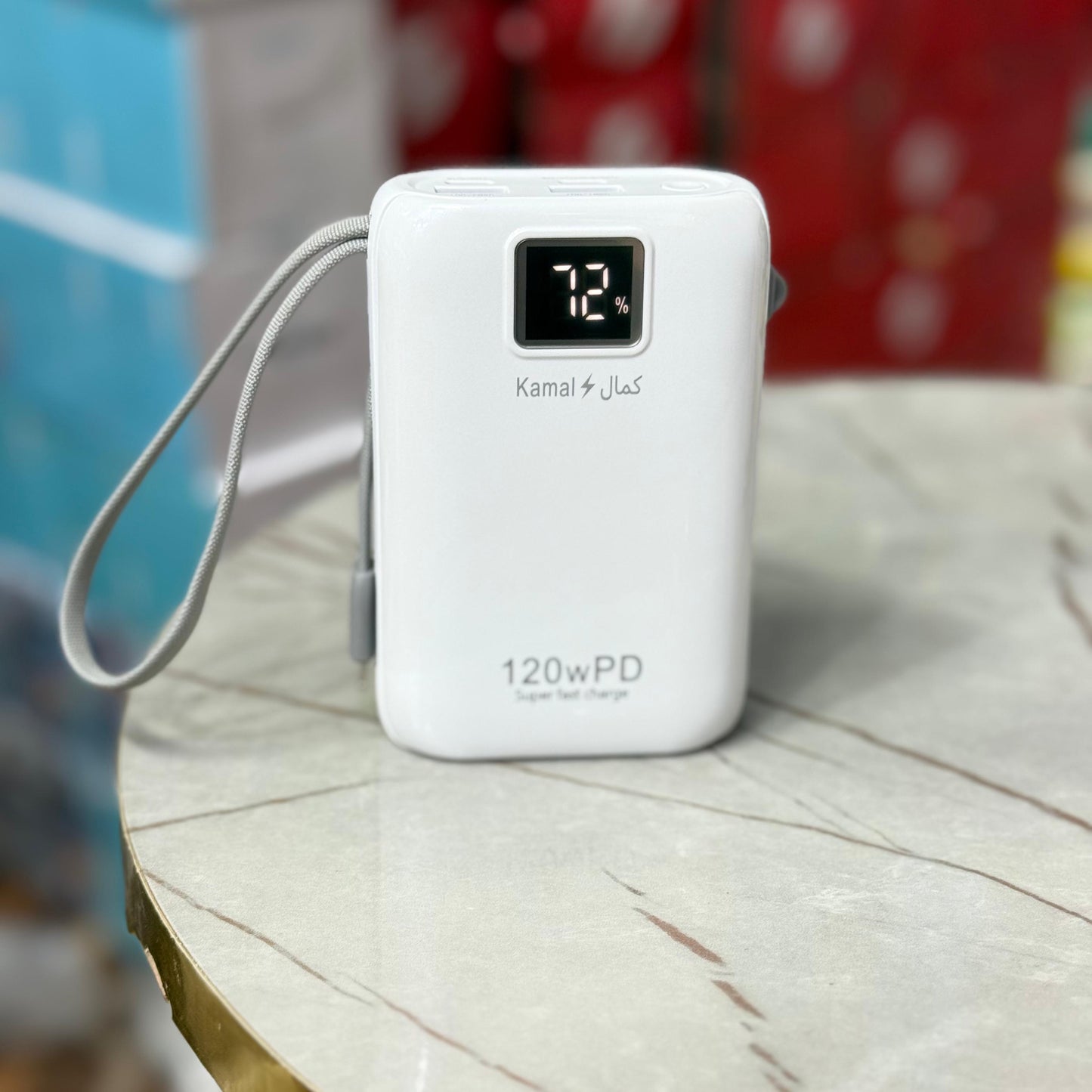 Made in Dubai 120W Mini Size Super Fast Power Bank With Built In Cables 1 Year Company Warranty