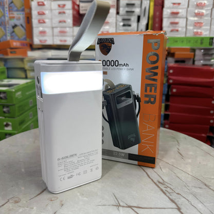 120W 30,000mAh Waterproof Power Bank with Built-in Cables, Dual USB Ports, Multi-Mode Flashlight, and LCD Display