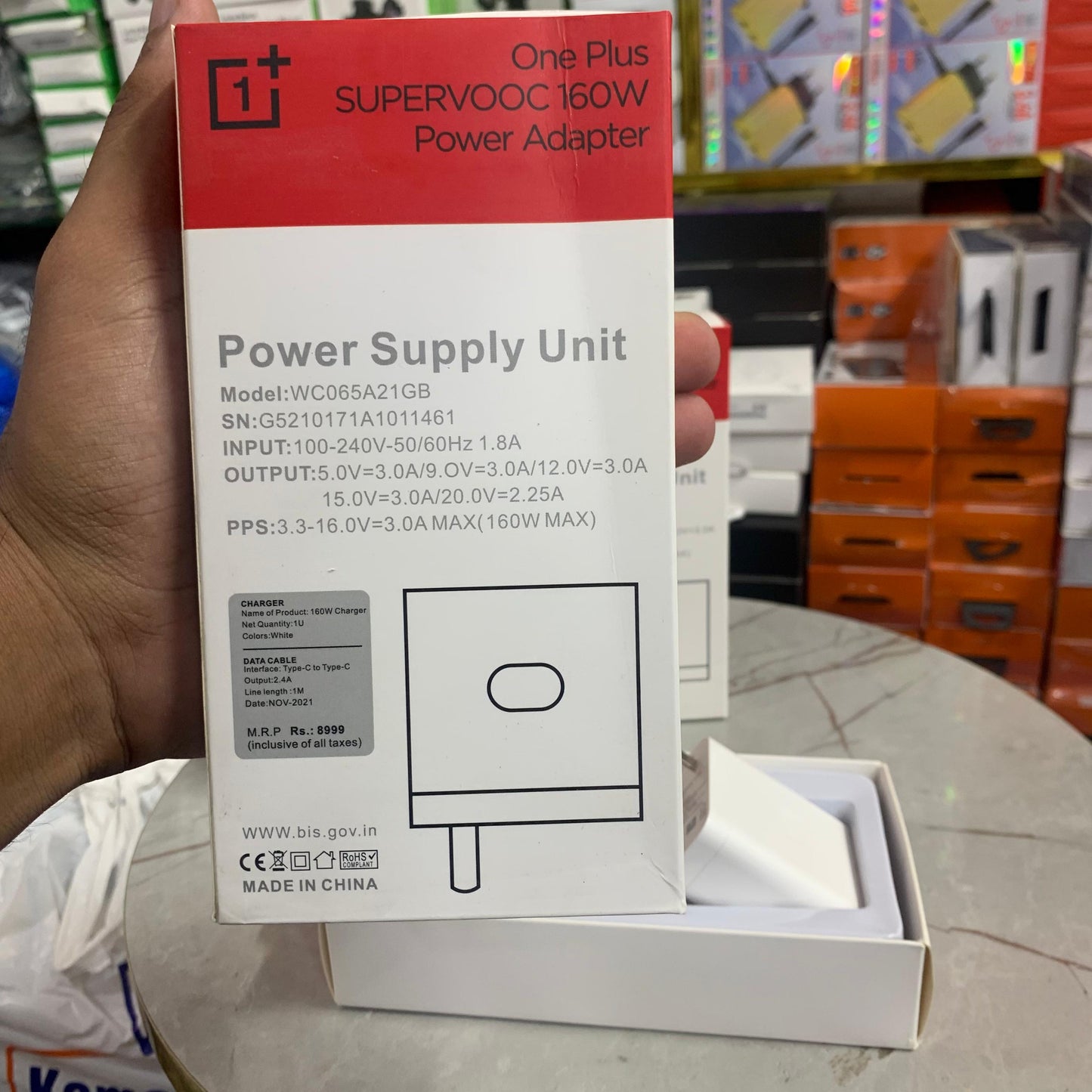 UK Model OnePlus SuperVOOC 160W Wrap Charger – Ultra-Fast Type-C to Type-C 1M Cable – Original White