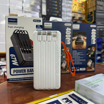 Dubai Imported Power Bank 40000mAh – 67W Ultra-Fast Charging with 4 Built-in Cables, Digital Display