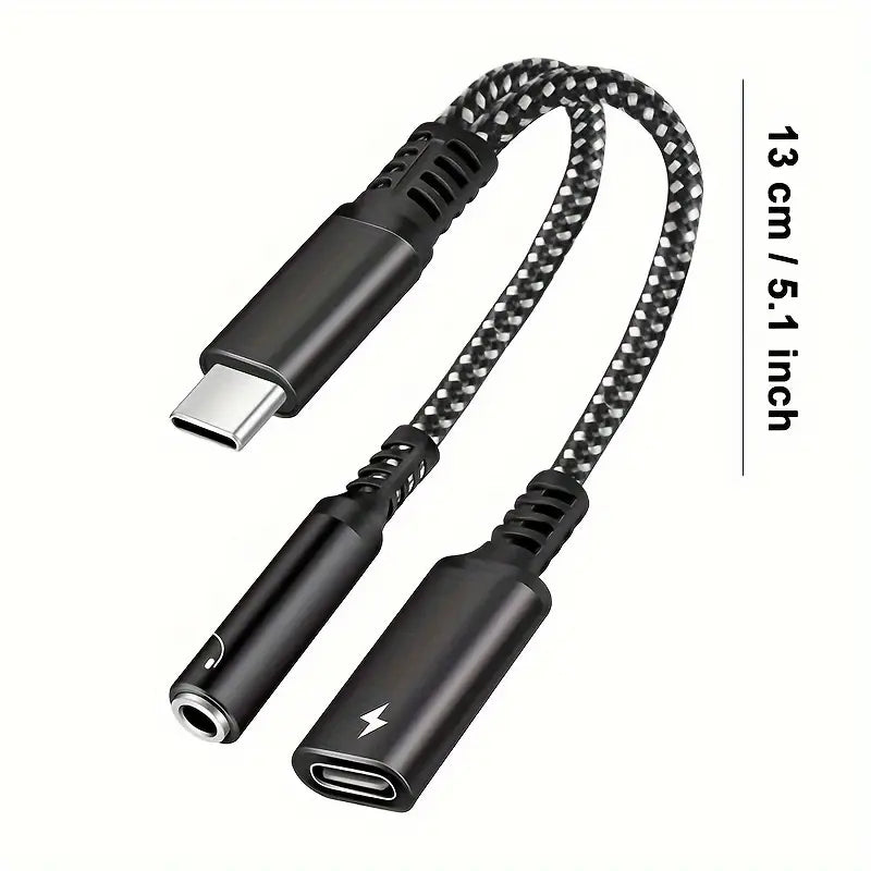 2-in-1 USB-C to 3.5mm AUX Audio & 30W PD Fast Charging Adapter | Type-C Headphone & Charger Dongle