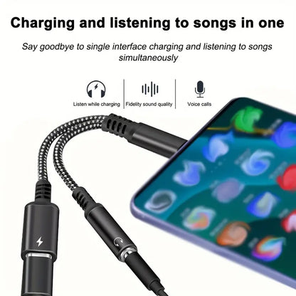2-in-1 USB-C to 3.5mm AUX Audio & 30W PD Fast Charging Adapter | Type-C Headphone & Charger Dongle