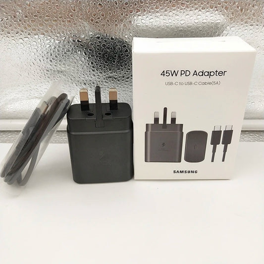 UK Charger Samsung S24 S23 Ultra 45W Super Fast Charging Usb Type C 5A Cable PD PPS Quick For Galaxy S23 S21 S20 FE Note20 Ultra