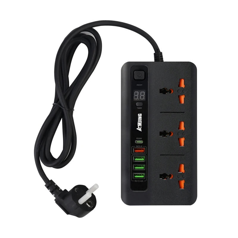 Advanced Multi-Socket Extension – 2600W Power Hub with QC3.0 & Timer Control