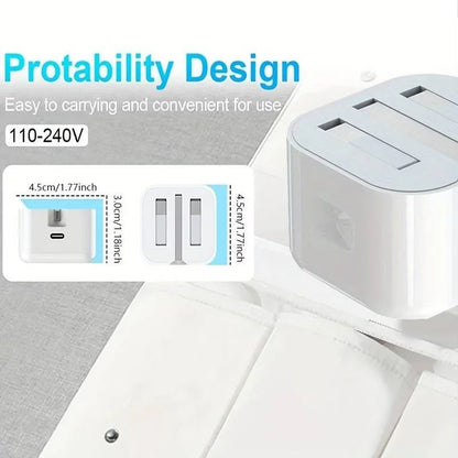 100% Original UK Lot Imported 25W USB-C Charger QC3.0 Fast Charging with Free 2-in-1 Cable