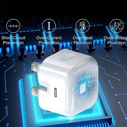 100% Original UK Lot Imported 25W USB-C Charger QC3.0 Fast Charging with Free 2-in-1 Cable