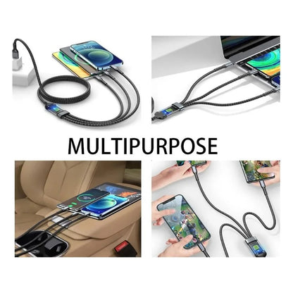 100W  3-in-1 10A Fast Charging USB To Type-C Micro & Lightening Cable Amazon Lot imported