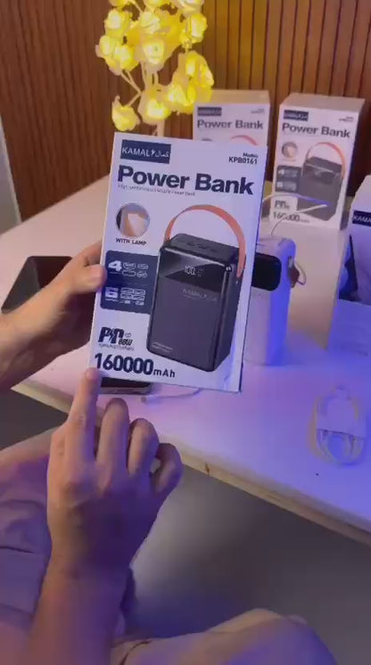 Dubai-Made | 160000mAh Power Bank –  6 Outputs | LED Lamp | Smart Display  | Overload & Temp Protected + FREE Type-C to C Anti-Cut Cable