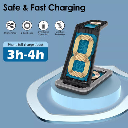 3-in-1 Wireless Charging Station 20W Wireless Charger for Multiple Devices QC3.0